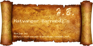 Hatvanger Barnabás névjegykártya